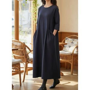 쏠리 주름포켓 루즈핏 롱원피스 STM2312 빅사이즈 여성 큰옷 여자쇼핑몰 가을 겨울