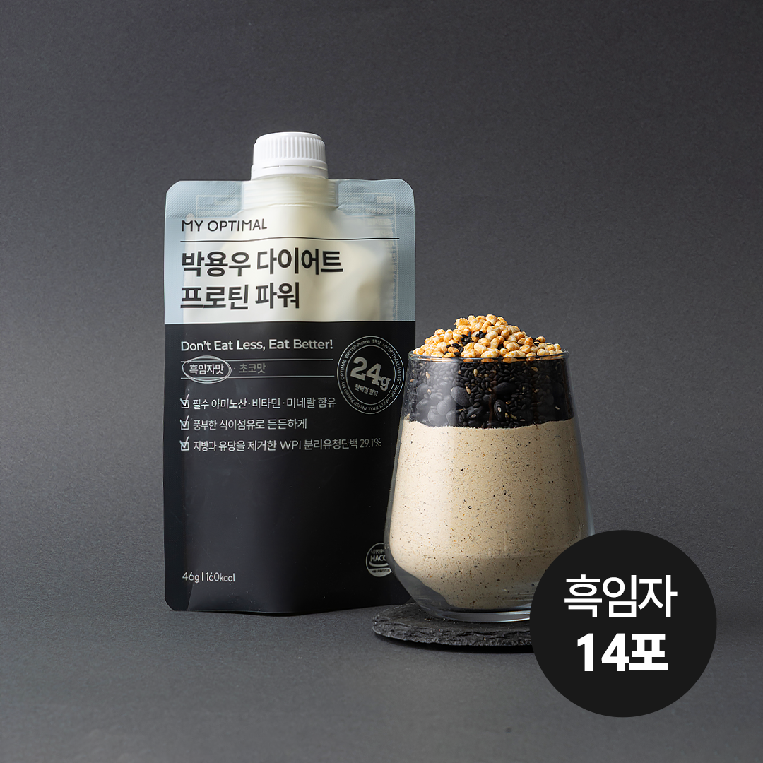 마이옵티멀 박용우 다이어트 프로틴 쉐이크 보충제 분리유청단백질 식사대용 흑임자, 14포, 1개