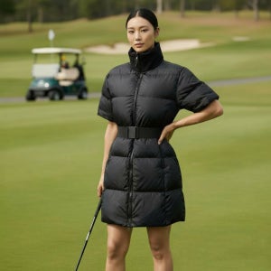 제이투제이 여성 겨울 골프 벨티드 패딩원피스 패딩아우터