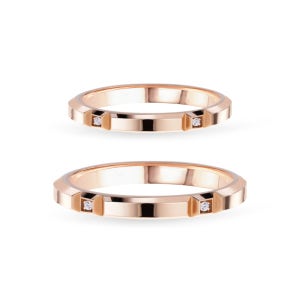 14K 18k 모던 사각 엣지 포인트 큐빅 커플링 화이트 디자인 대학생 종로 30대 40대 심플 금 커플반지