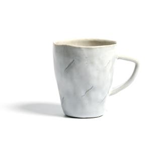 국산 수라도자기 핸드메이드 핀칭머그컵 카페머그 도자기머그컵 250ml 화이트