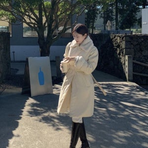 겨울 여성 밍크퍼 트렌치코트 점퍼 방수 빅사이즈 한파 롱패딩 크림 블랙 오피스룩 S-XL