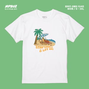 힙부즈 선베드 부처님 티셔츠(화이트 흰색)-반소매 반팔티셔츠 캐릭터 일러스트 프린트 불교