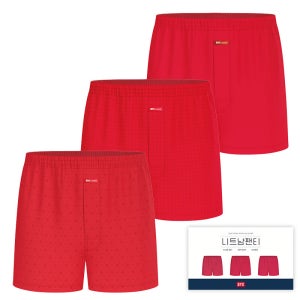 BYC 빅사이즈 고급 순면스판 남성 레드 트렁크 3매입 K2