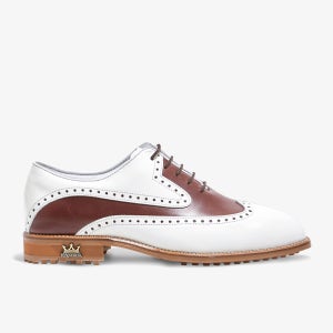 (Value Pick) 람다 골프화 비테세 화이트브라운 남성골프화 명품 클래식 스파이크리스