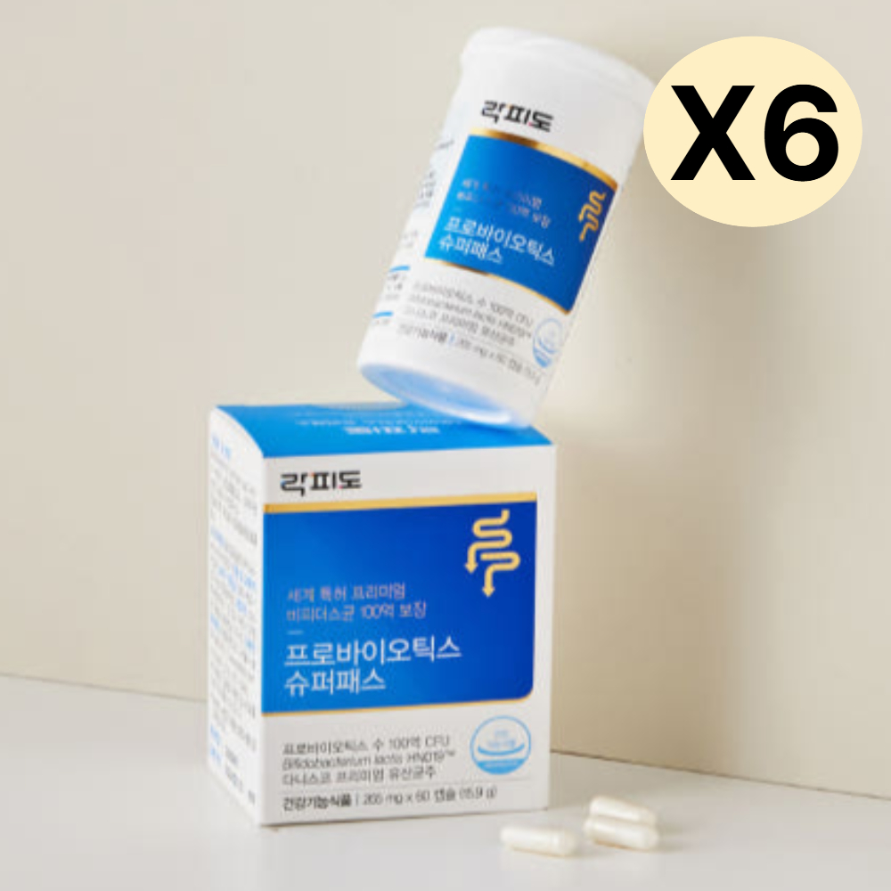 <b>락피도 프로바이오틱스 슈퍼패스</b> 100억 유산균 60p X6