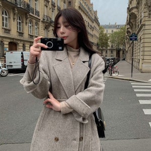 자체제작 울 핸드메이드 롱 코트 루즈핏 빅사이즈 가을 겨울 더블 여자 코트 3color