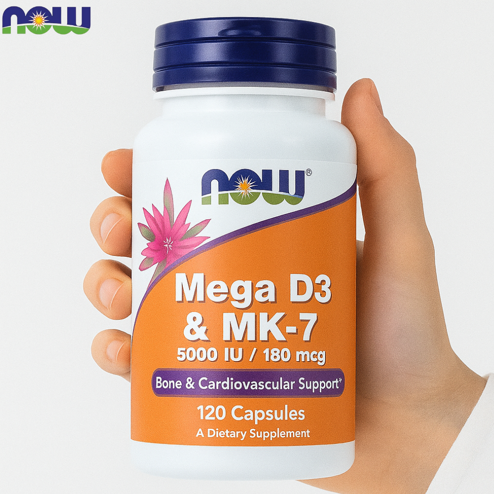나우푸드 메가 <b>비타민 D3</b> MK7 <b>K2</b> 5000IU 120캡슐, 1개