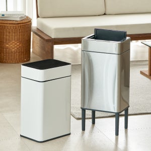 [시그니처] 미엘루 센서 휴지통 스마트 자동 주방 기저귀 쓰레기통 30L, 크림화이트