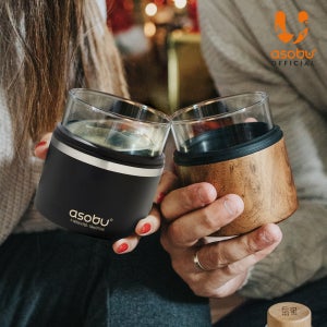 [1+1] 아소부 스테인리스 홀더 위스키잔 온더락 쿨러 311ml 2개 선물 패키지