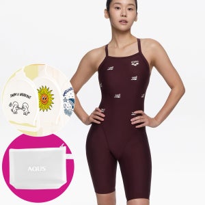 아레나 여성 수영복 플러피프렌즈3 선수 4부 반신 싱글 크로스 스트랩백 탄탄이 A5FL1CE09 WIN 가방 수모행거 증정