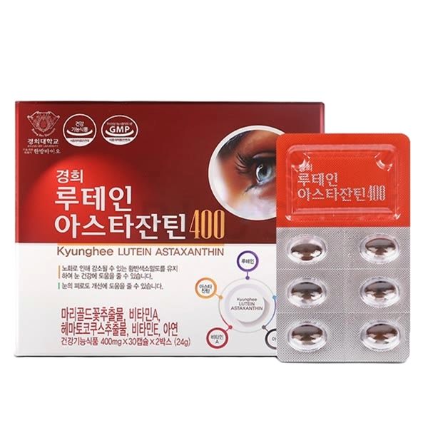 <b>경희</b>대학교 기술지주회사 <b>한방바이오</b>루테인 아스타잔틴400 아연 비타민A <b>비타민E</b> 눈건강 영양제 60캡슐 마리골드꽃추출물20mg 헤마토코쿠스 침침한눈 노안 피로한눈 답답한눈 개선도움