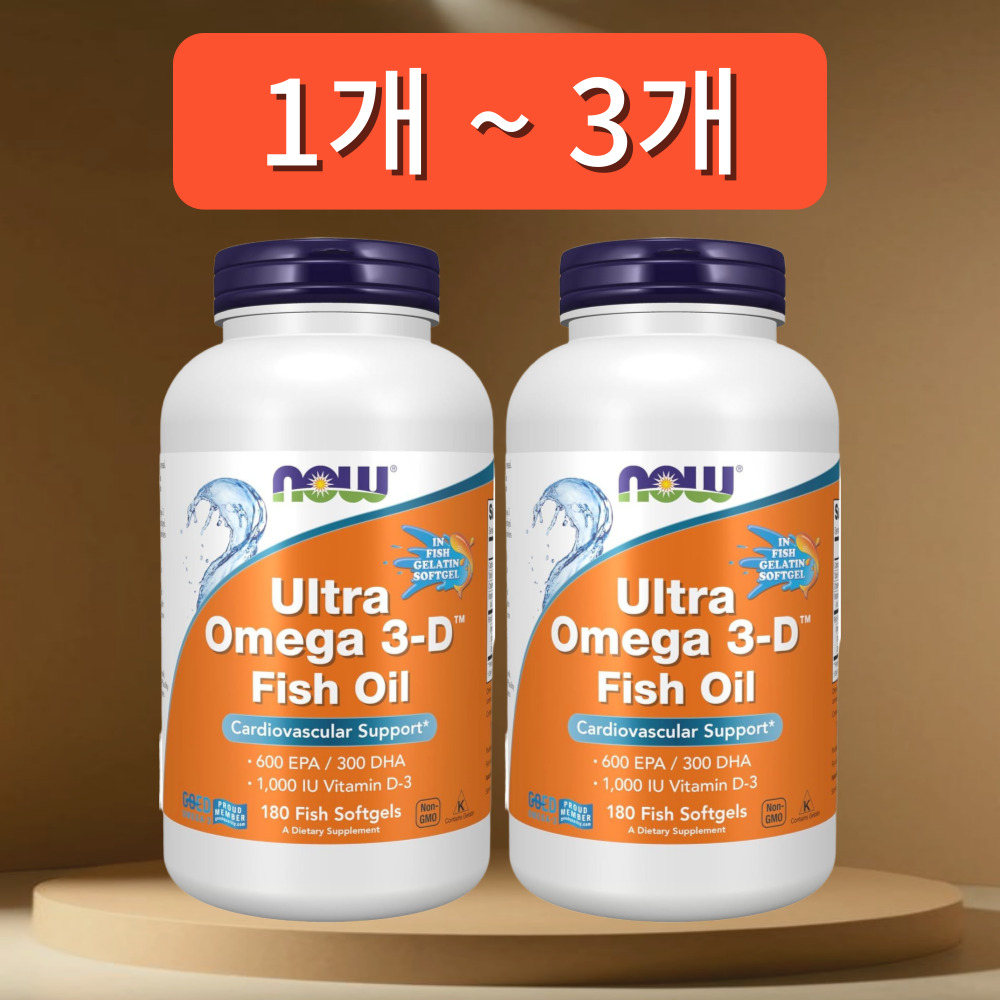 나우푸드 <b>울트라 오메가3</b>D 600 EPA 300 DHA 180캡슐, 2개