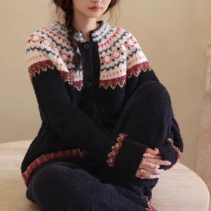 페어아일 가디건 수면 잠옷 겨울 극세사 잠옷세트 생일선물