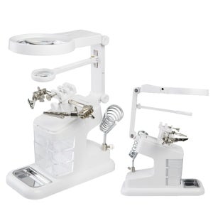 인두기 거치대 납땜 스탠드 LED확대경 돋보기 PCB 고정 받침대 수리대 집게 작업대