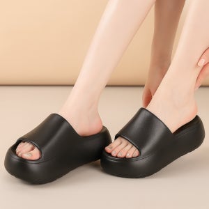 솜솜스퀘어 여성용 통굽 슬리퍼 푹신한 5cm 키높이 쿠션 슬라이드