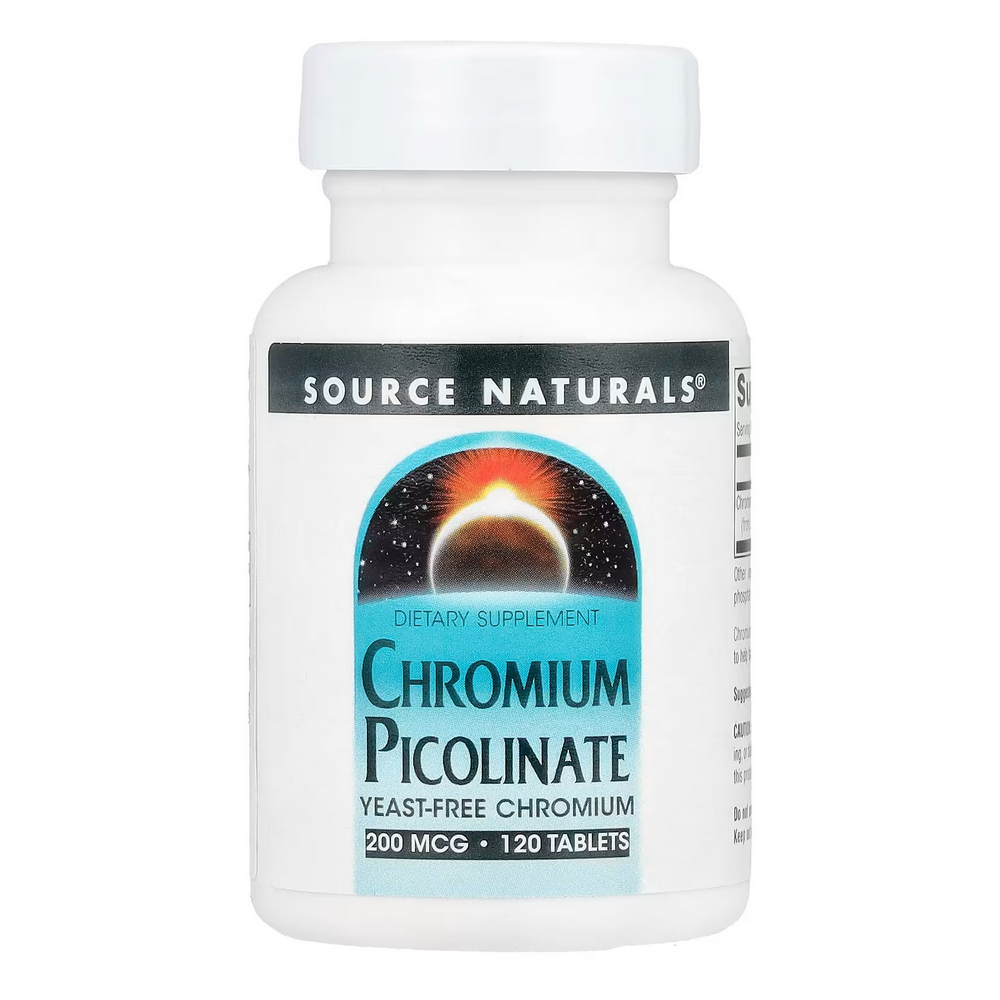 소스내츄럴스 <b>크로뮴</b> 크롬 <b>피콜리네이트</b> 200mcg 120타블렛