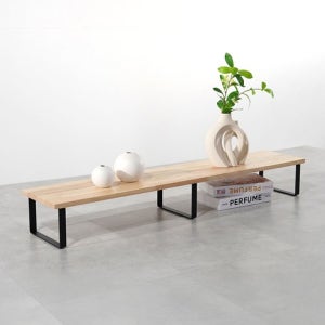 원목 선반 디귿자 ㄷ자 낮은 나무 받침대 고무나무 300X1200 (높이16cm), 1단, 블랙