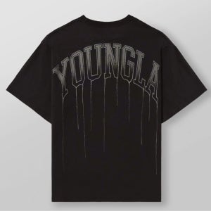 (국내배송) 영엘에이 YOUNGLA 드립 오버사이즈드 티셔츠 반팔 블랙