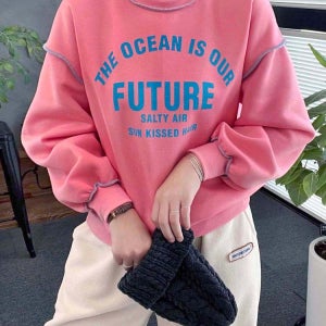 [무배] 포근 기모 맨투맨 티셔츠 레터링 오버록 [메다모드]