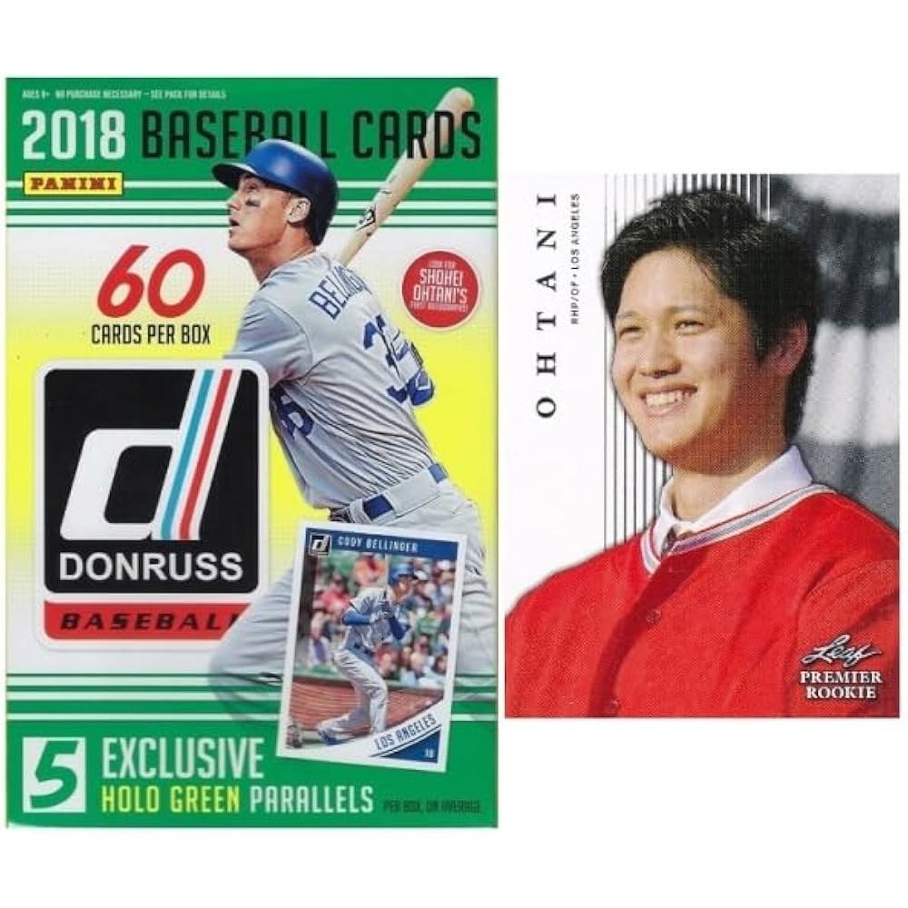 2018년 돈러스 야구 대규모 봉인 행거 박스에 60장의 카드와 홀로 그린 패러렐 플러스 보너스 오타니 쇼헤이 루키 카드가 포함되어 ! 아론 판사 데릭 지터 등의 사인을 찾아보세요