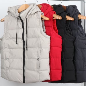 남자 경량 후드 패딩 조끼 겨울 방한 보온 남성 베스트 쪼끼 실내 사무실 모자