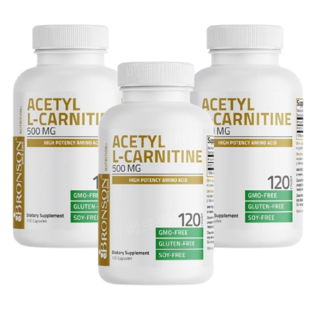 <b>브론슨</b> 아세틸 엘 L 카르니틴 카르티닌 500mg 120정 3개