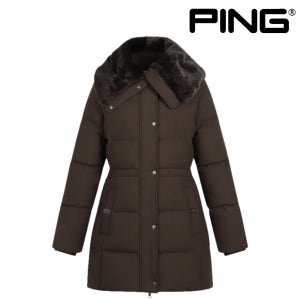 핑 골프웨어 여성 골프 패딩 퍼 구스 다운 점퍼 허리 스트링 자켓 어패럴 E4JA353