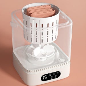 미니 소형 UV 세탁 탈수기 건조기 학생 여성 소량 속옷 아기옷 양말 세탁기+배수바구니