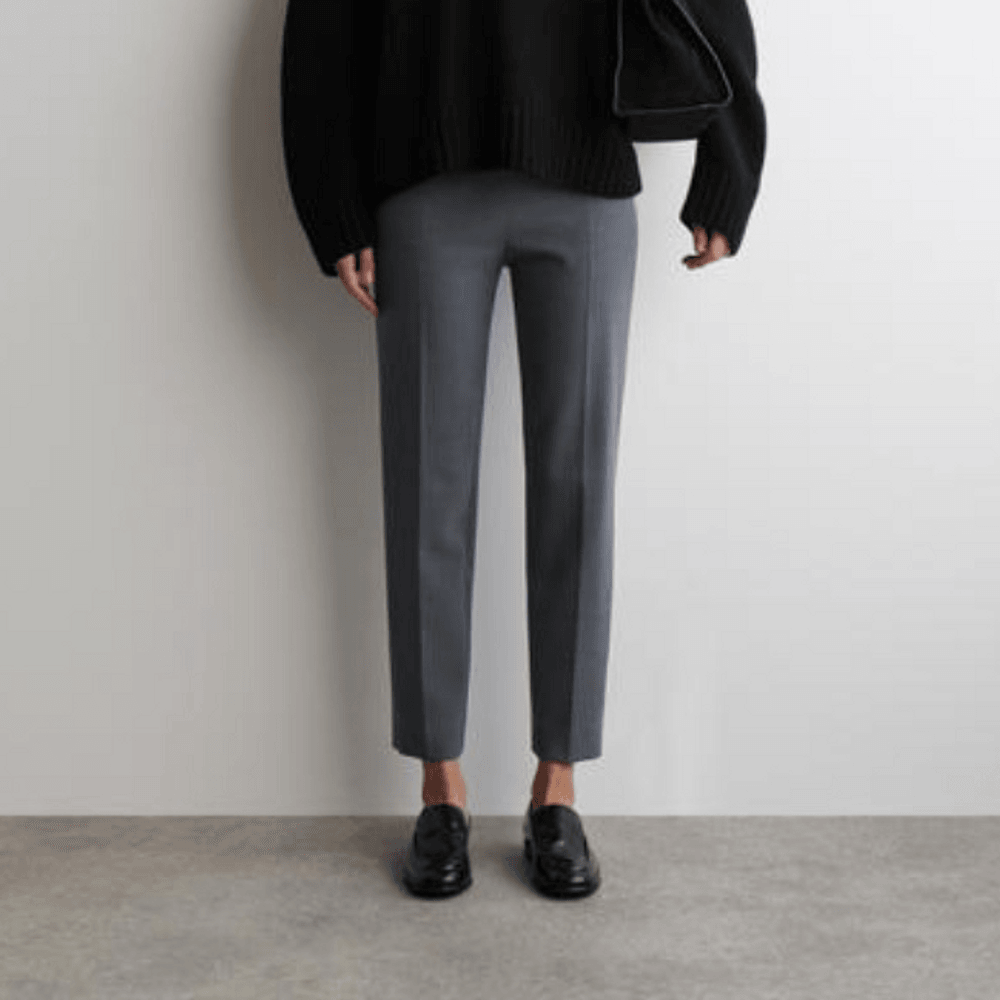 COS 코스 크롭드 슬림 레그 팬츠 CROPPED SLIM-LEG TROUSERS 그레이 멜란지