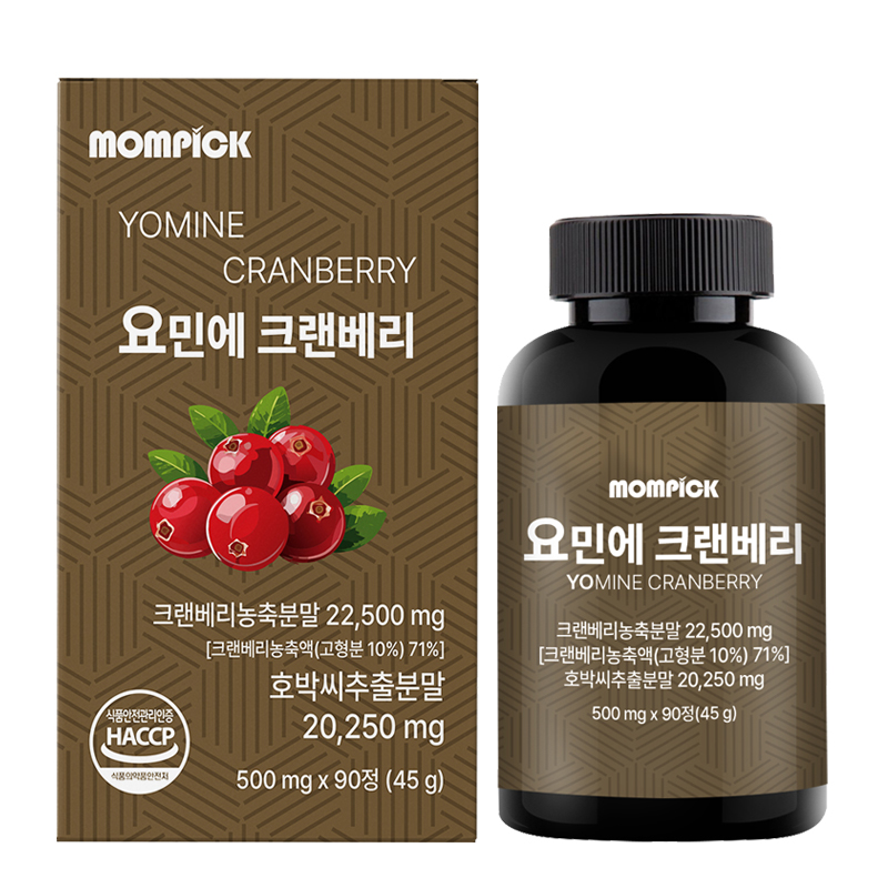 요민에 크랜베리 영양제 여성 요로 건강 크렌베리 농축분말 90정, 1개