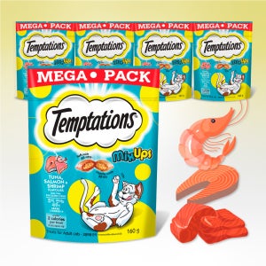 템테이션 메가 팩 고양이 간식 믹스업 참치+연어+새우, 160g, 5개
