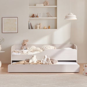 포레 슬라이딩 침대 프레임 S(싱글), 아이보리워시(우형)