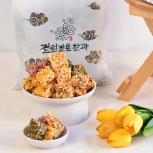 쑥 쌀강정 한 판 주문 우리쌀 조청 오꼬시 강정