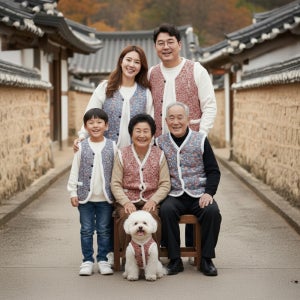 [비탈로] 온가족 댕댕이 김장 촌캉스 누빔조끼 빅사이즈 할머니 꽃무늬 조끼