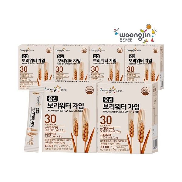 <b>웅진식품</b> 보리워터 자임 6박스 박스당 3g x 30포 총 6개월분 보리차 효소
