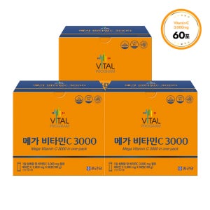 [180포] 종근당 바이탈프로그램 메가 비타민C 3000mg 60포, 3개