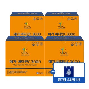 [슈퍼적립10%][240포] 종근당 바이탈프로그램 메가 비타민C 3000mg 60포, 4개