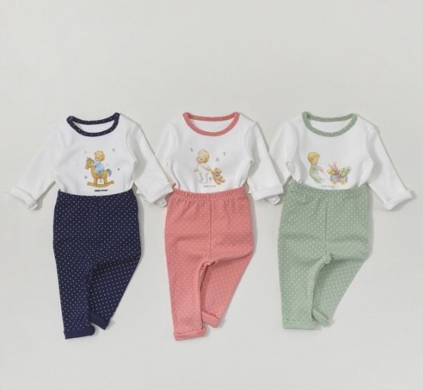 유아 실내복 여아 남아 긴팔내의 베베 슈크림 도트 홈웨어 내복