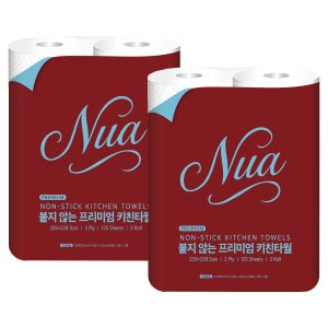 누아 3겹 프리미엄 키친타올 125매 2롤 x 2팩 (총4롤) 삼정펄프 붙지 않는 주방휴지