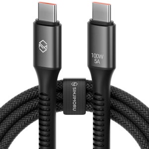 신지모루 C타입 우븐 패브릭 100W C to C PD 초고속 충전 케이블 블랙 0.5m