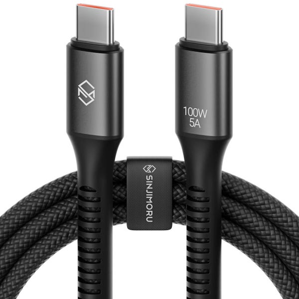 신지모루 C타입 우븐 패브릭 100W C to C PD 초고속 충전 케이블 블랙 0.5m