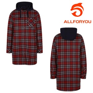 올포유 여성 셔츠 롱 체크 블라우스 후드 탈부착 배색 캐주얼 부모님 선물 LBLM8141