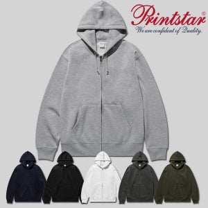 프린트스타 오버핏 기모 후드집업티 S~4XL (남녀공용,빅사이즈)