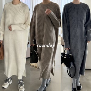 오브 홀가먼트 미네르바 루즈 골지 링크넥 니트 원피스