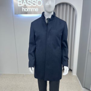 바쏘옴므FW25 네이비 모90%캐시미어10% 천연모피내피 차이나넥 하프코트 WSZ4CJ15
