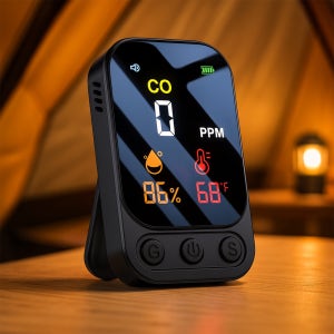 밥캠핑 디지털 일산화탄소 경보기 1000mAh 충전식 캠핑 차박 텐트 온도 습도