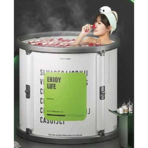 원룸 성인 접이식욕조 휴대용 목욕통 전신 1인 대형 70x66cm(그린)+2L찜기