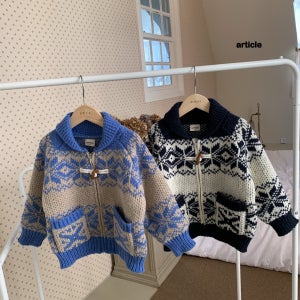 아티클 코지 떡볶이니트 [블루 네이비] 집업니트