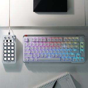 지클릭커 KAILH86 로우프로파일 무선 블루투스키보드 멀티미디어에디터 스트림덱 세트 화이트